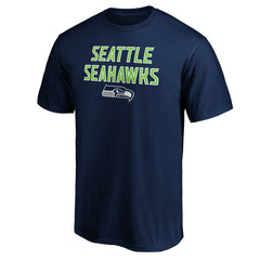 Seattle Seahawks Game Day Stack T-Shirt - College Navy on sale