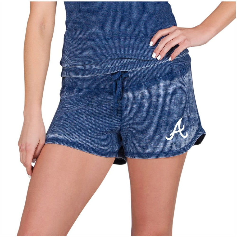 Atlanta Braves Concepts Sport Women's Resurgence Waffle Knit Shorts - Navy