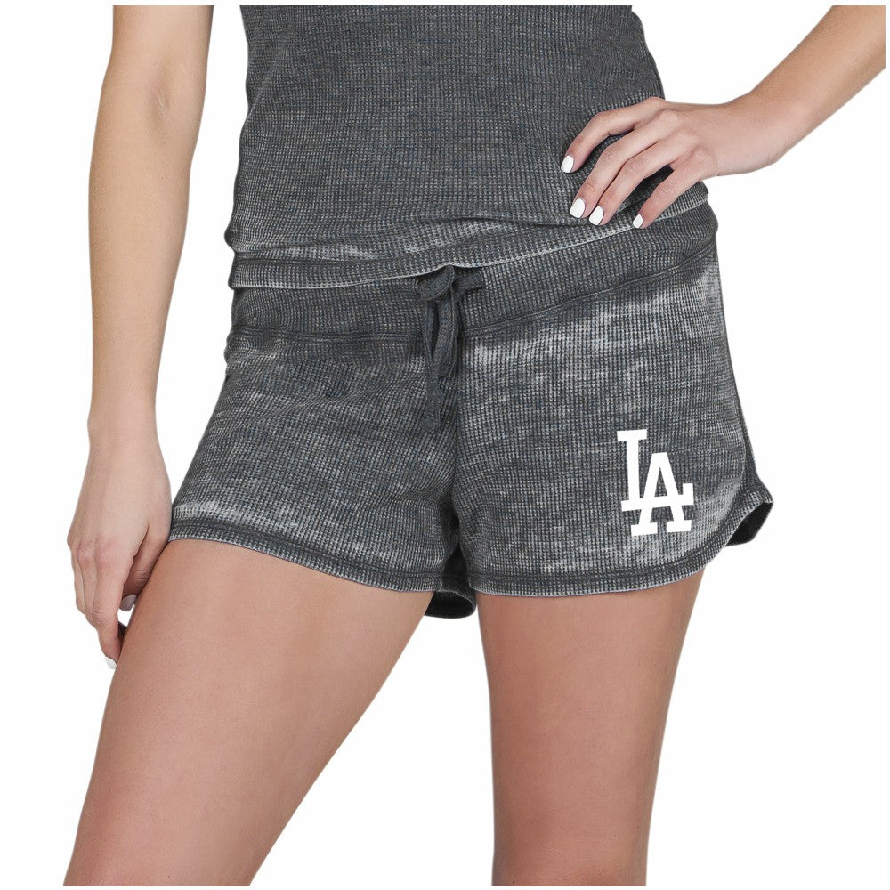 Los Angeles Dodgers Concepts Sport Women's Resurgence Waffle Knit Shorts - Charcoal