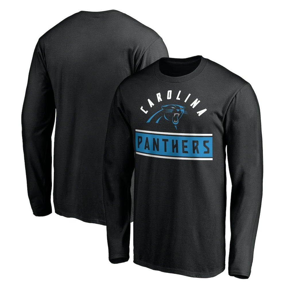 Carolina Panthers Team Arch Knockout Long Sleeve T-Shirt - Black for sale