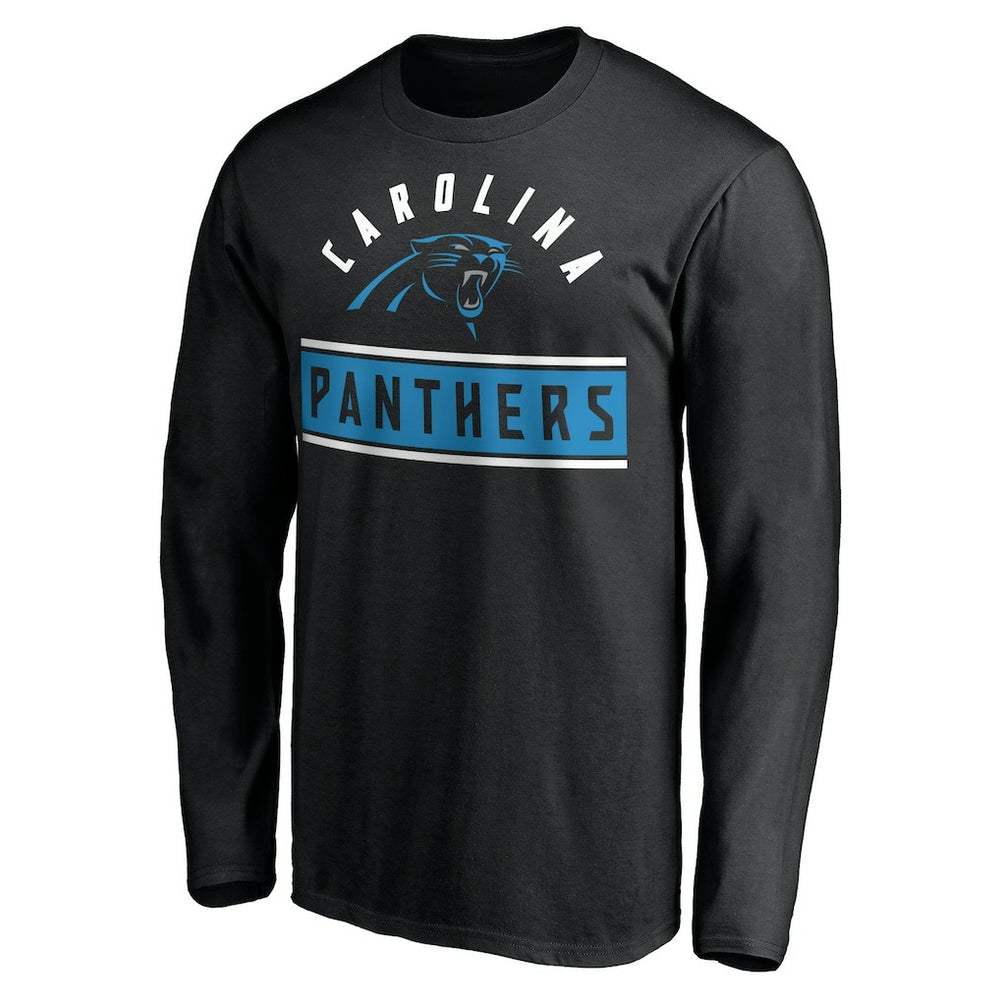Carolina Panthers Team Arch Knockout Long Sleeve T-Shirt - Black for sale