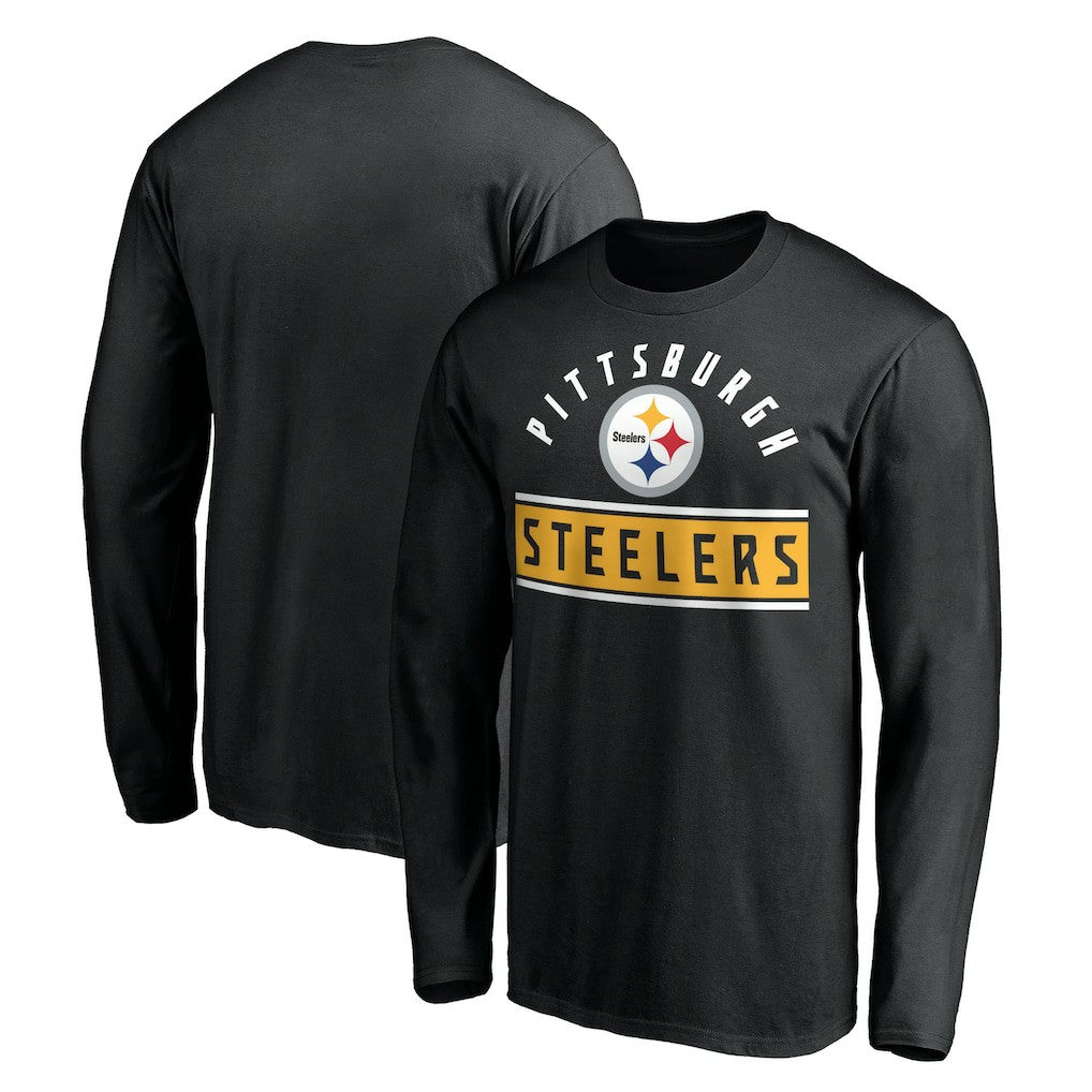 Pittsburgh Steelers Team Arch Knockout Long Sleeve T-Shirt - Black for sale