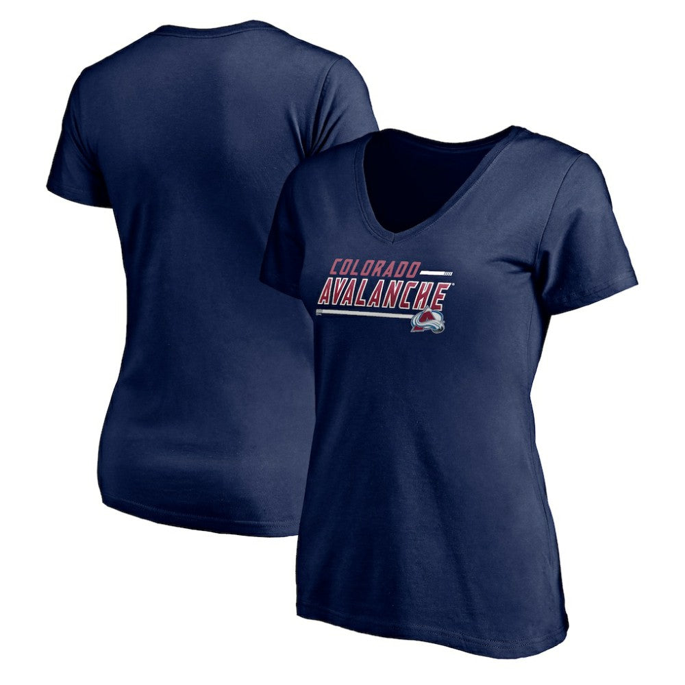 Colorado Avalanche Women's Mascot In Bounds V-Neck T-Shirt Navy