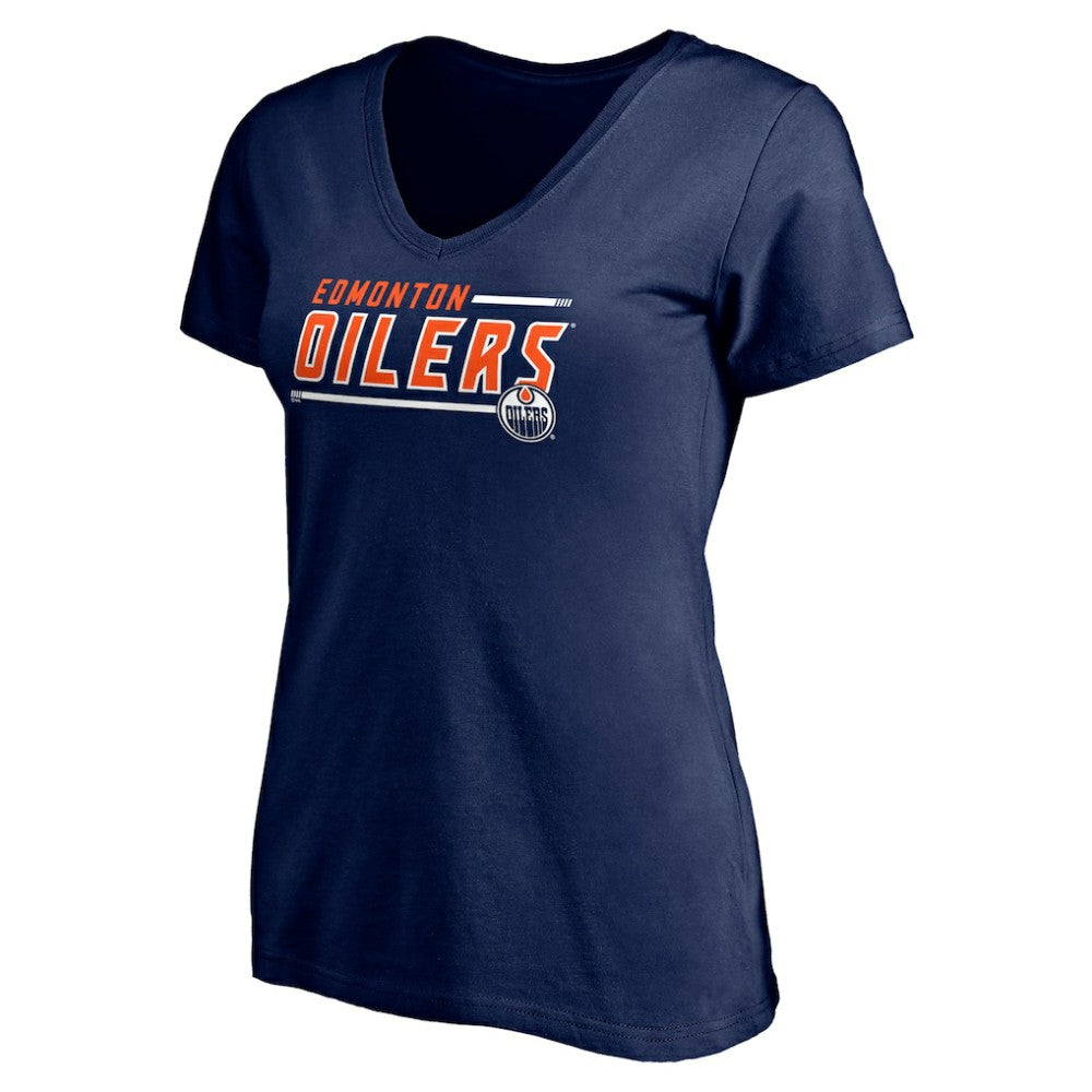 Edmonton Oilers Women's Mascot In Bounds V-Neck T-Shirt Navy