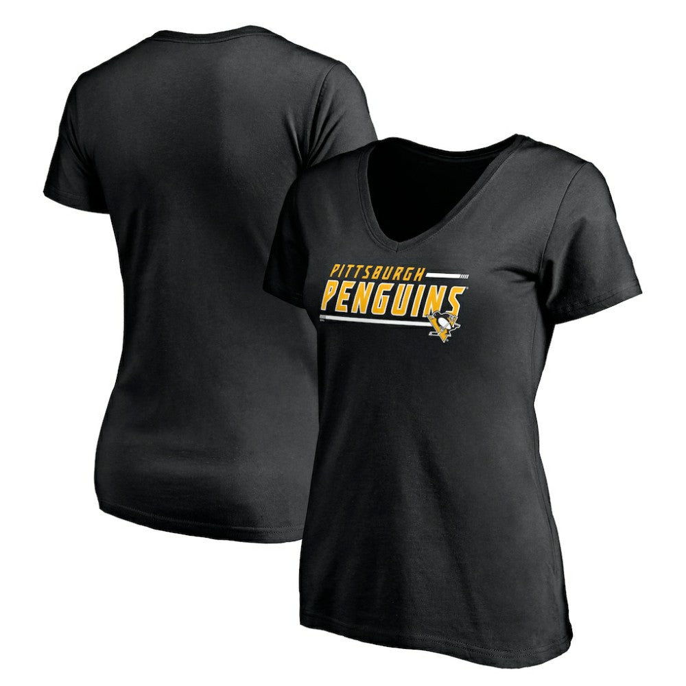 Pittsburgh Penguins Women's Mascot In Bounds V-Neck T-Shirt Black