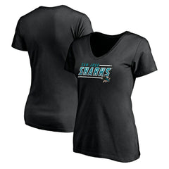 San Jose Sharks Women's Mascot In Bounds V-Neck T-Shirt Black