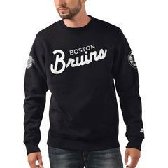 Boston Bruins Starter x NHL Black Ice Cross Check Pullover Sweatshirt Black