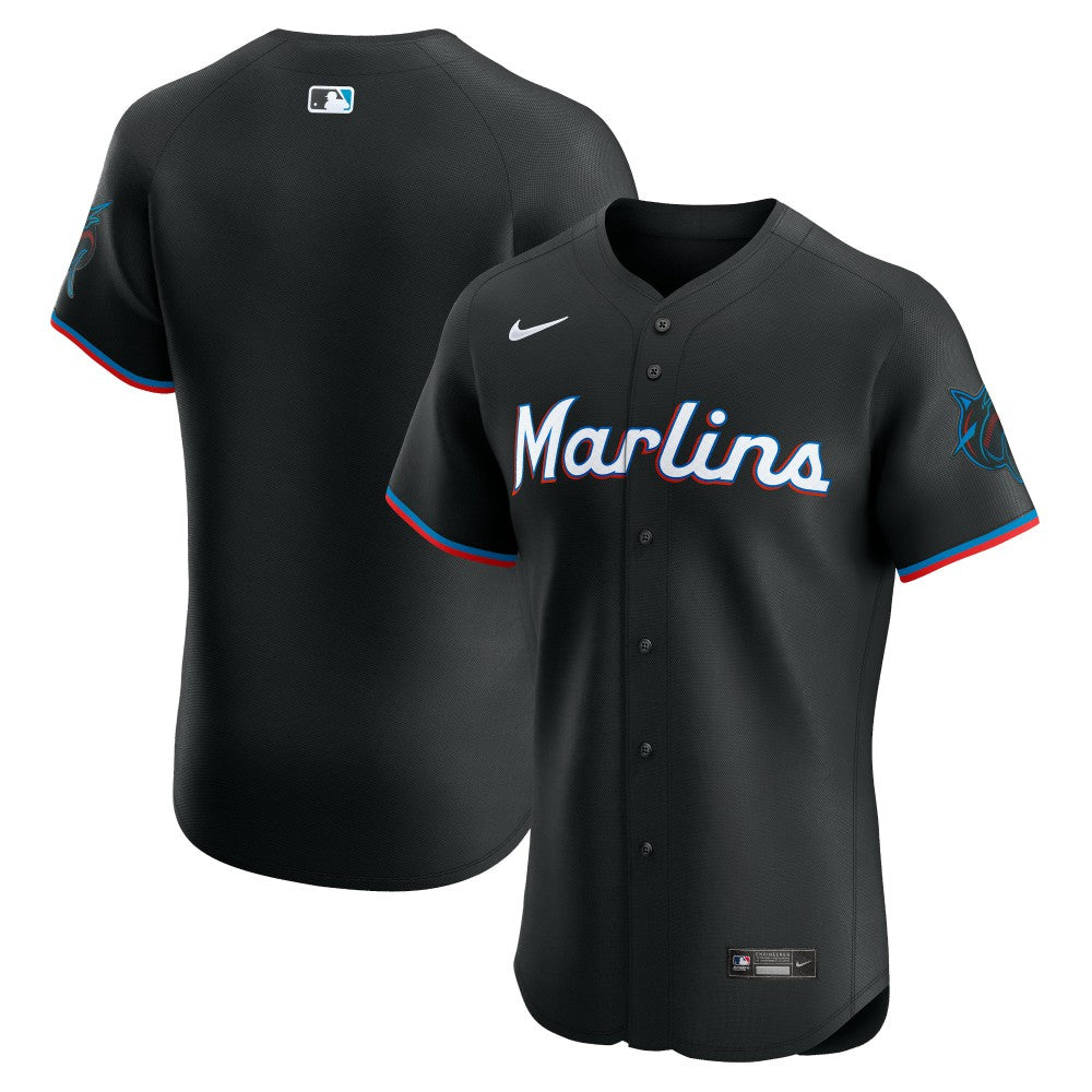 Miami Marlins Alternate Vapor Premier Elite Patch Jersey - Black | Nike