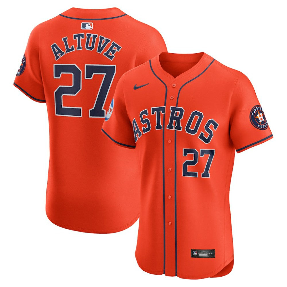Jose Altuve Houston Astros Alternate Elite Sponsor Patch Player Jersey - Orange | Nike