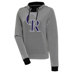 Colorado Rockies Antigua Women's Axe Bunker Tri-Blend Pullover Hoodie - Black/White