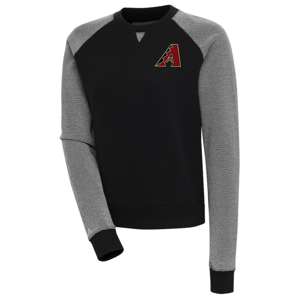 Arizona Diamondbacks Antigua Women's Flier Bunker Tri-Blend Pullover Sweatshirt - Black/White