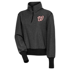 Washington Nationals Antigua Women's Upgrade Half-Zip Pullover Top - Heather Black