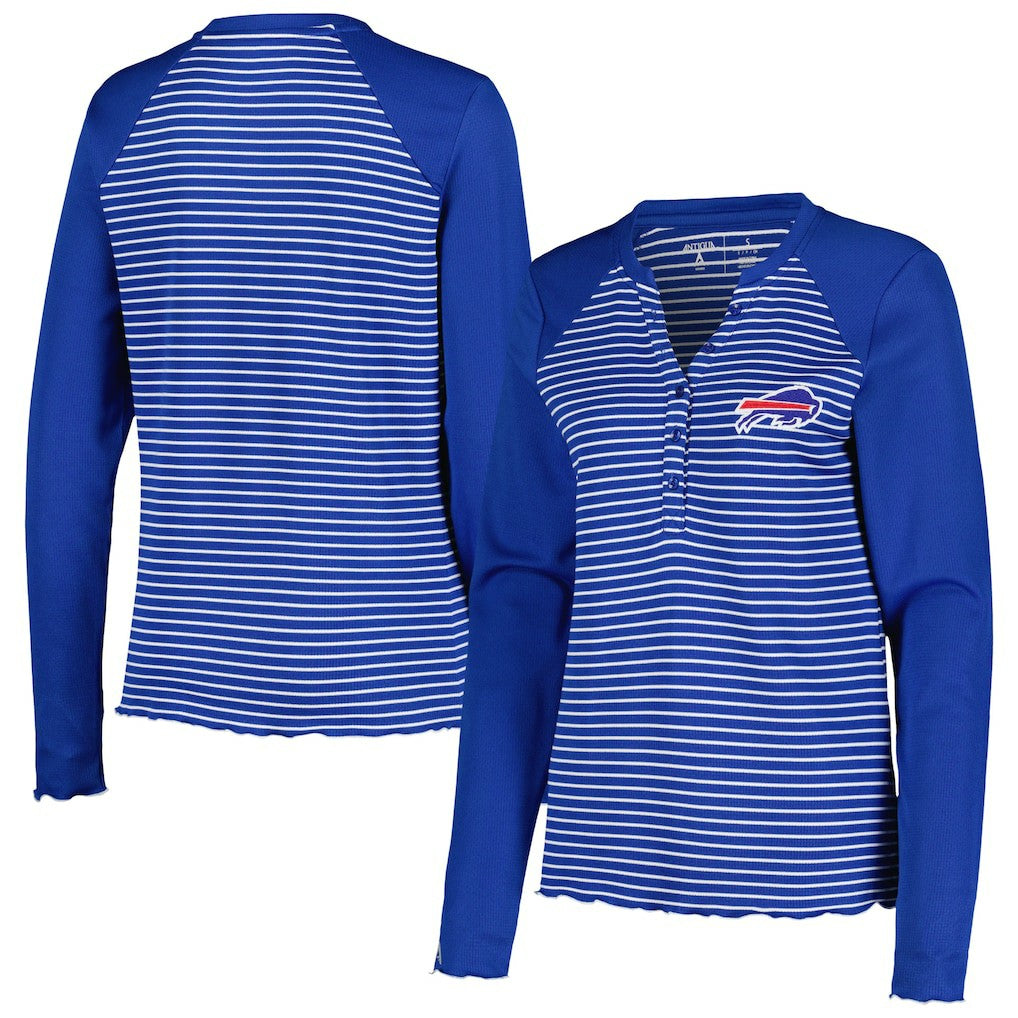 Buffalo Bills Antigua Women's Maverick Waffle Henley Long Sleeve T-Shirt - Royal for sale
