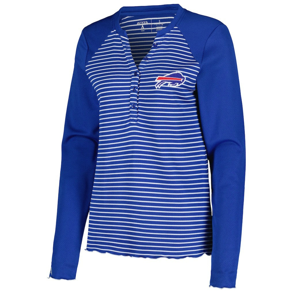 Buffalo Bills Antigua Women's Maverick Waffle Henley Long Sleeve T-Shirt - Royal for sale