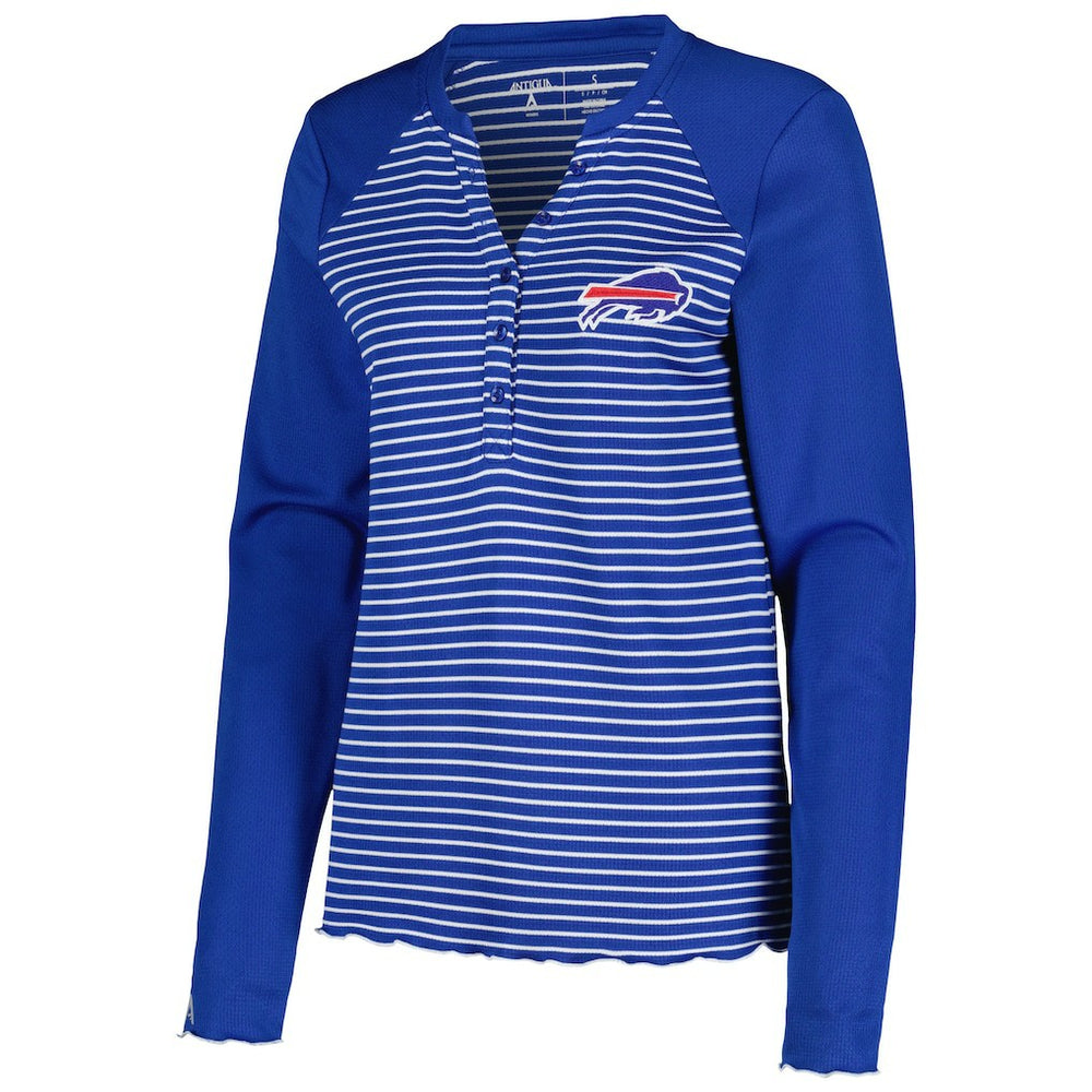 Buffalo Bills Antigua Women's Maverick Waffle Henley Long Sleeve T-Shirt - Royal for sale