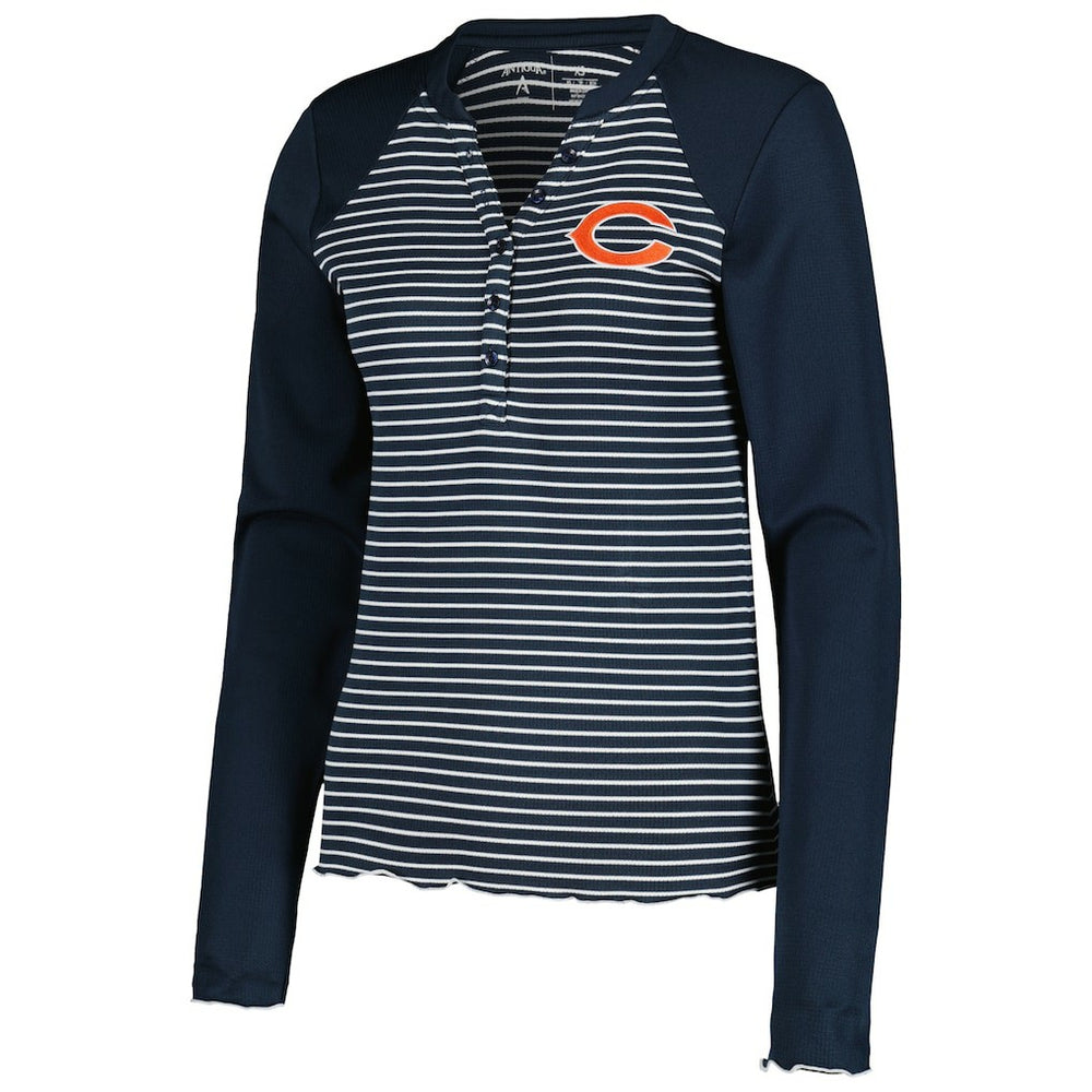Chicago Bears Antigua Women's Maverick Waffle Henley Long Sleeve T-Shirt - Navy discount