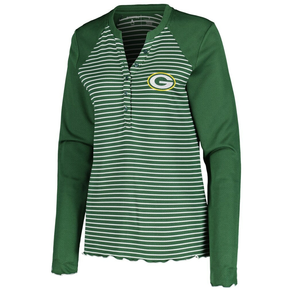 Green Bay Packers Antigua Women's Maverick Waffle Henley Long Sleeve T-Shirt - Green discount