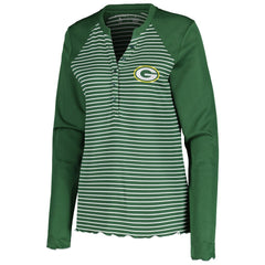 Green Bay Packers Antigua Women's Maverick Waffle Henley Long Sleeve T-Shirt - Green discount