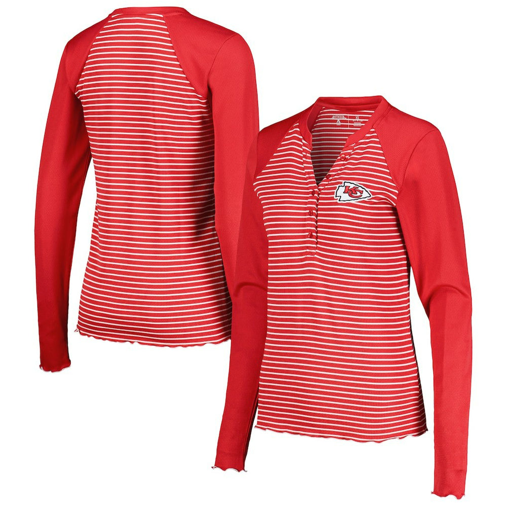 Kansas City Chiefs Antigua Women's Maverick Waffle Henley Long Sleeve T-Shirt - Red outlet