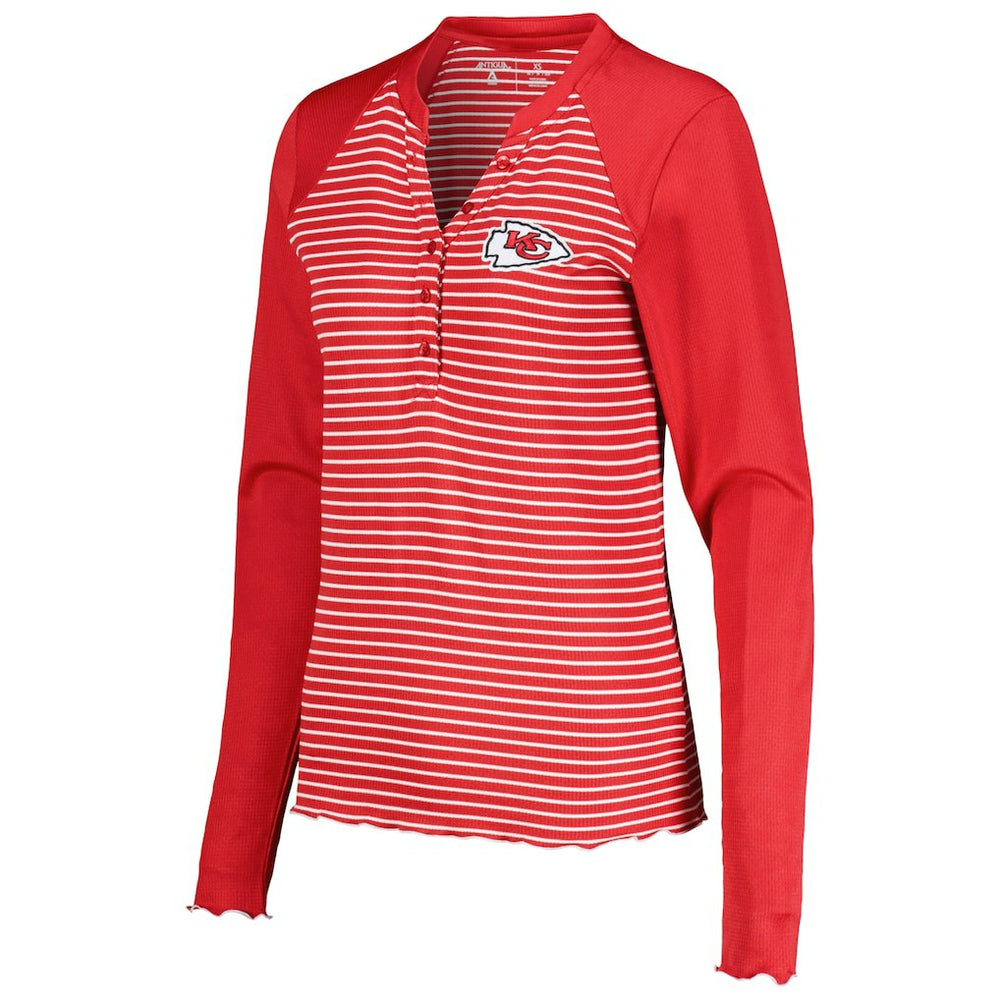 Kansas City Chiefs Antigua Women's Maverick Waffle Henley Long Sleeve T-Shirt - Red outlet