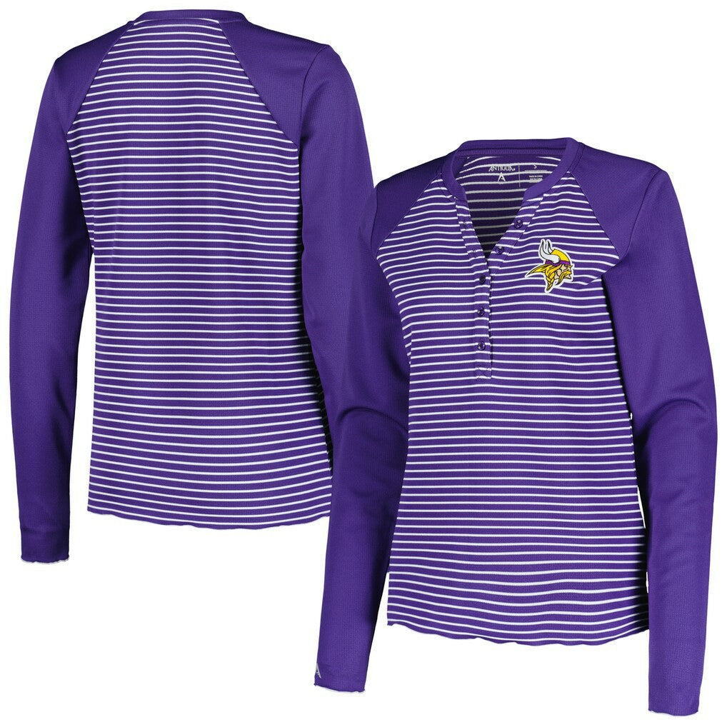 Minnesota Vikings Antigua Women's Maverick Waffle Henley Long Sleeve T-Shirt - Purple online
