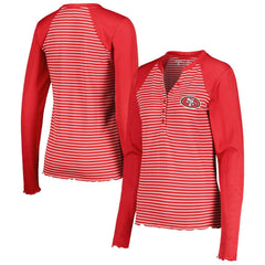 San Francisco 49ers Antigua Women's Maverick Waffle Henley Long Sleeve T-Shirt - Scarlet sale