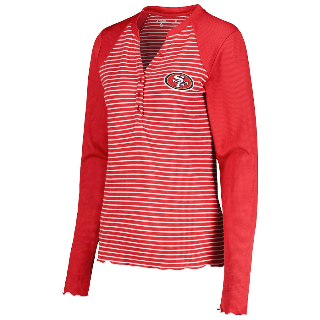 San Francisco 49ers Antigua Women's Maverick Waffle Henley Long Sleeve T-Shirt - Scarlet sale
