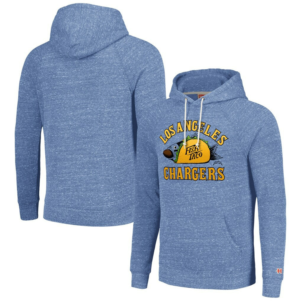 Los Angeles Chargers Homage Unisex NFL x Guy Fieri’s Flavortown Tri-Blend Pullover Hoodie - Light Blue for sale