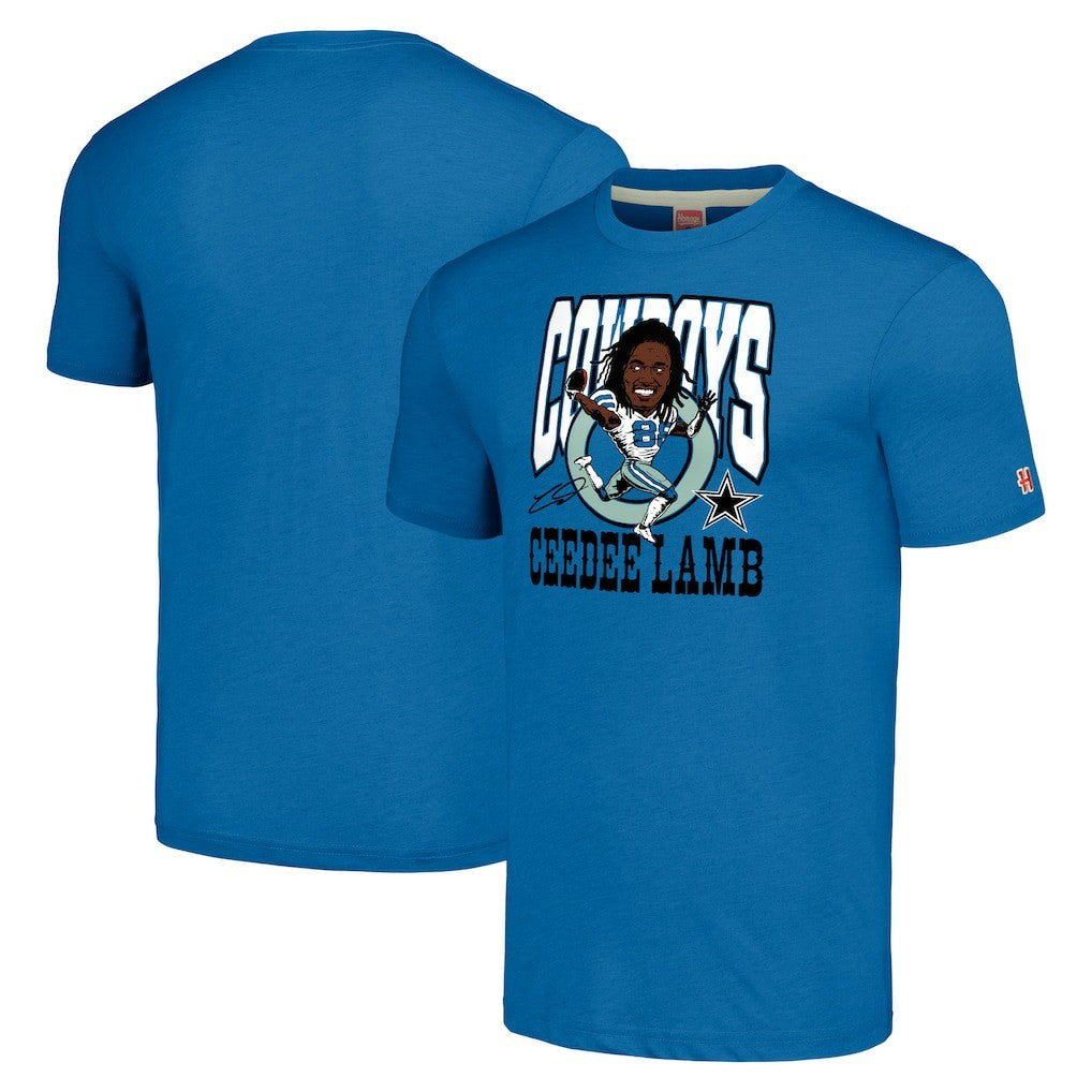 CeeDee Lamb Dallas Cowboys Homage Unisex Caricature Player Tri-Blend T-Shirt - Royal cheap