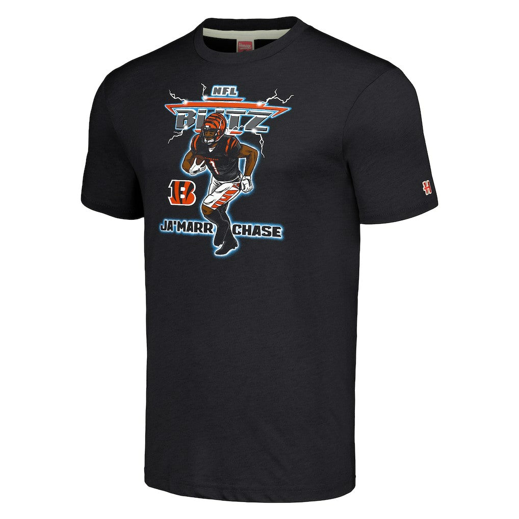 Ja'Marr Chase Cincinnati Bengals Homage Unisex NFL Blitz Player Tri-Blend T-Shirt - Heathered Charcoal outlet
