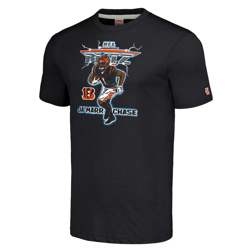 Ja'Marr Chase Cincinnati Bengals Homage Unisex NFL Blitz Player Tri-Blend T-Shirt - Heathered Charcoal outlet