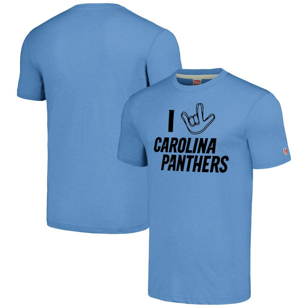 Carolina Panthers Homage Unisex The NFL ASL Collection by Love Sign Tri-Blend T-Shirt - Light Blue online