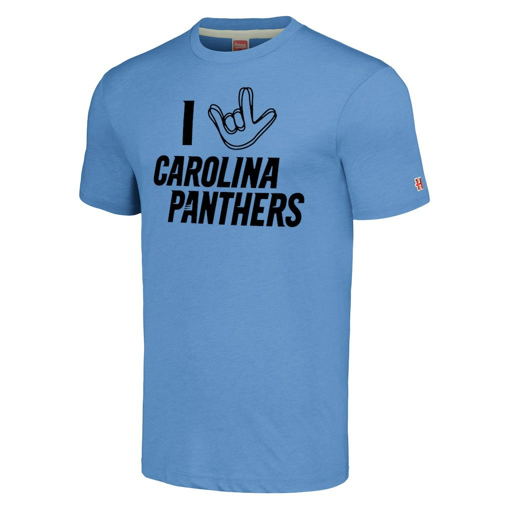 Carolina Panthers Homage Unisex The NFL ASL Collection by Love Sign Tri-Blend T-Shirt - Light Blue online