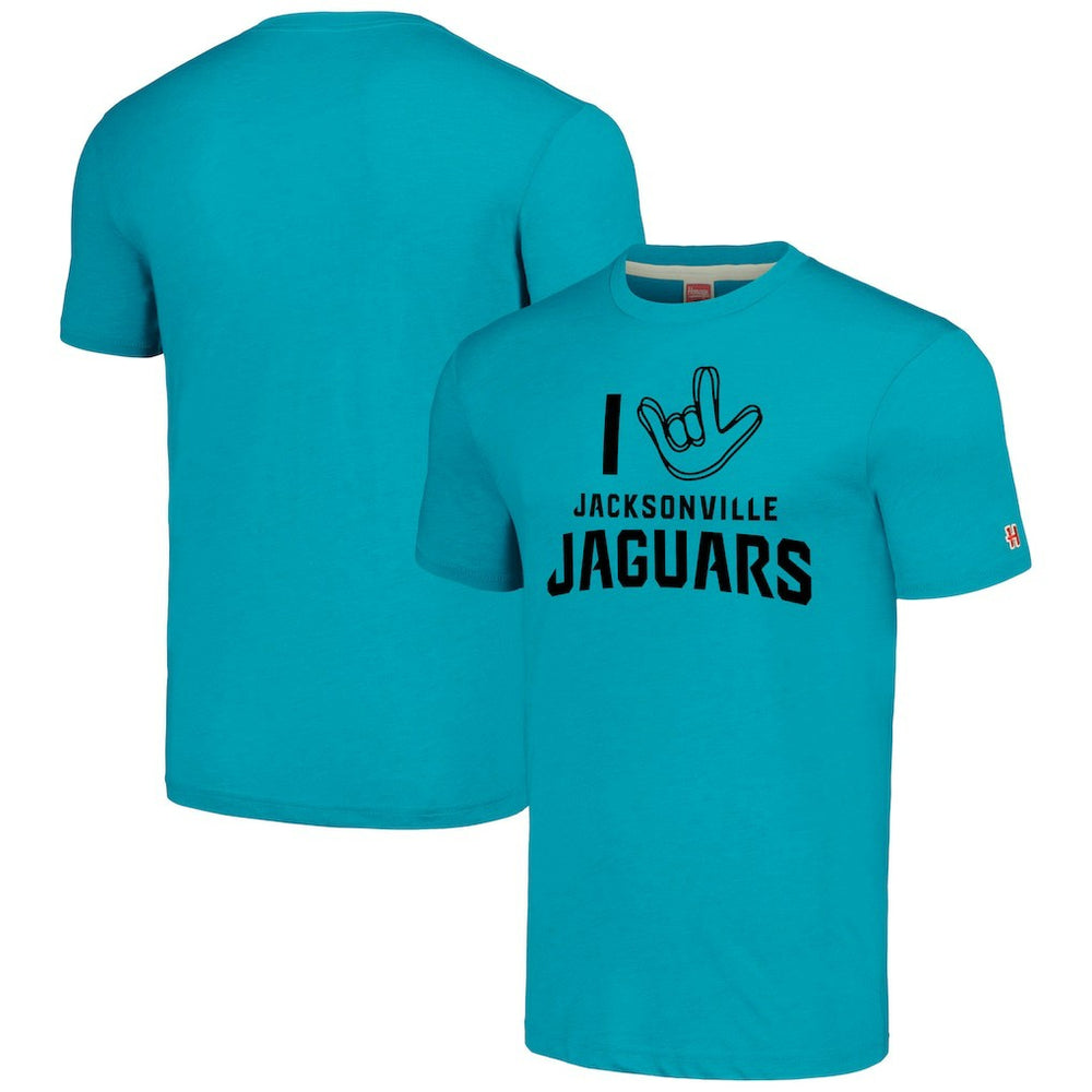 Jacksonville Jaguars Homage Unisex The NFL ASL Collection by Love Sign Tri-Blend T-Shirt - Teal cheap