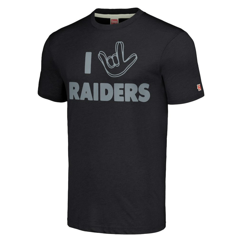Las Vegas Raiders Homage Unisex The NFL ASL Collection by Love Sign Tri-Blend T-Shirt - Charcoal for sale
