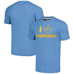 Los Angeles Chargers Homage Unisex The NFL ASL Collection by Love Sign Tri-Blend T-Shirt - Powder Blue discount