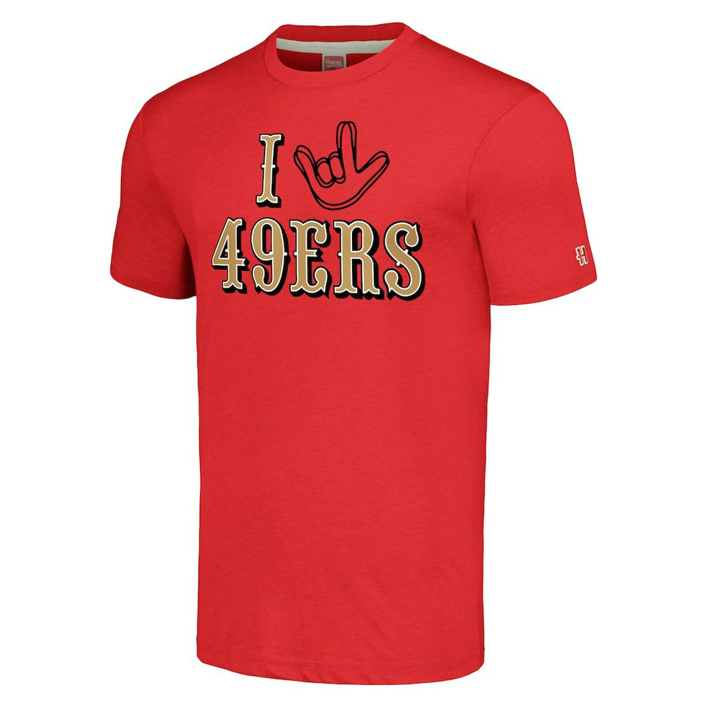 San Francisco 49ers Homage Unisex The NFL ASL Collection by Love Sign Tri-Blend T-Shirt - Scarlet on sale