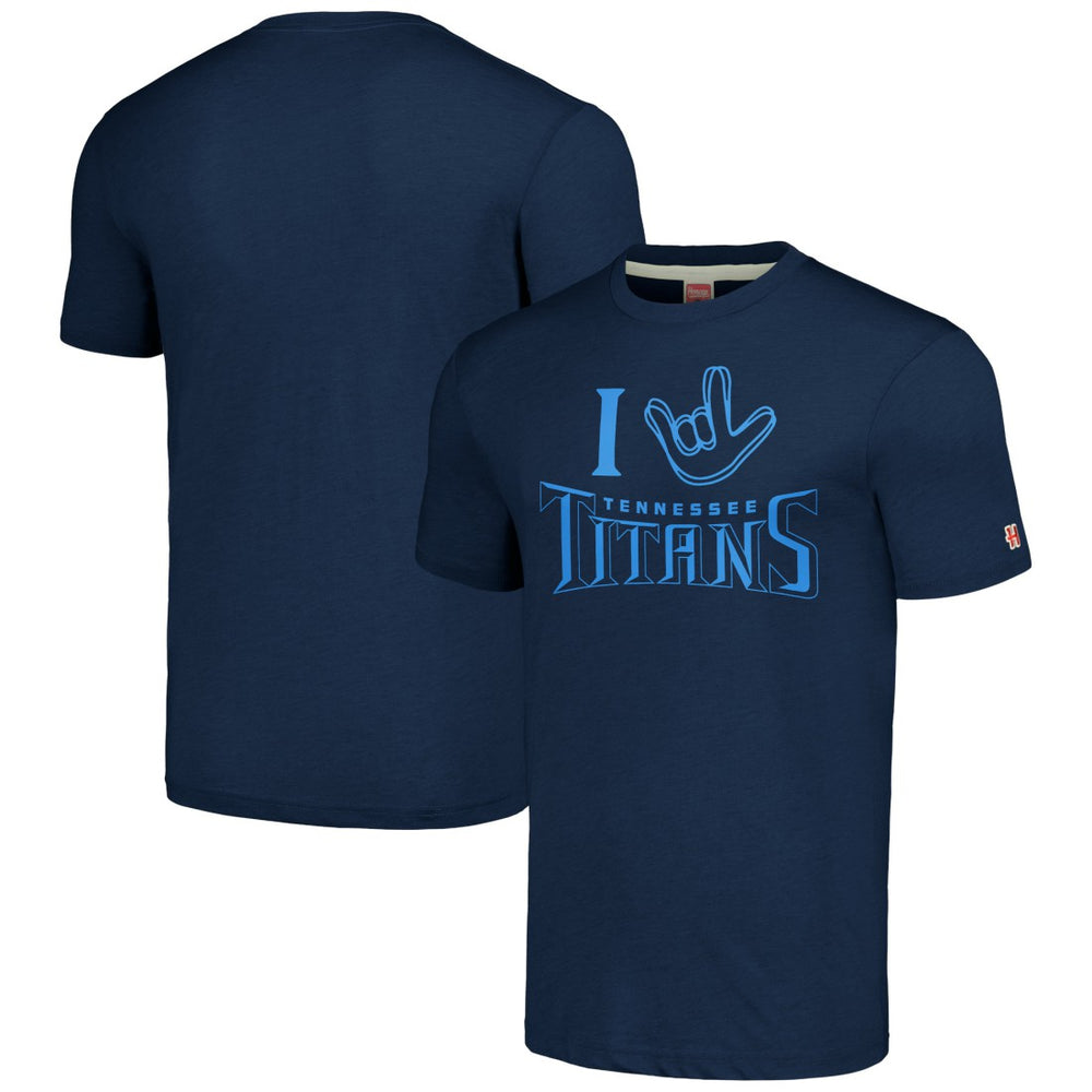 Tennessee Titans Homage Unisex The NFL ASL Collection by Love Sign Tri-Blend T-Shirt - Navy for sale