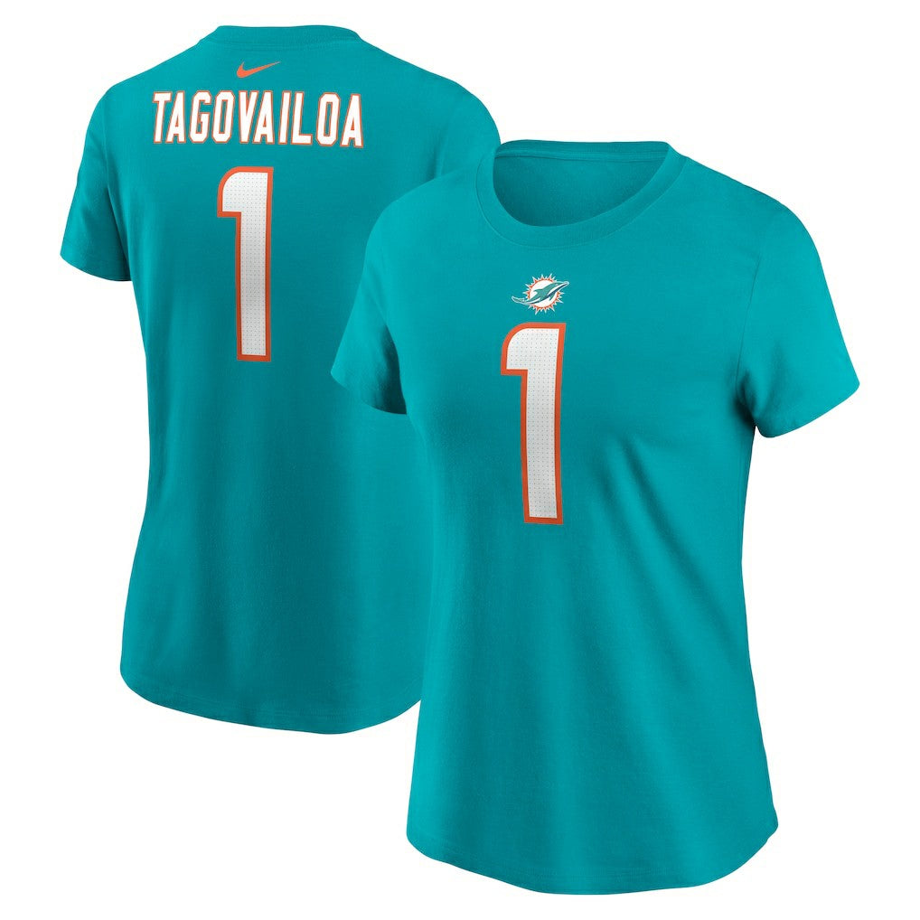 Tua Tagovailoa Miami Dolphins Women's Player Name & Number T-Shirt - Aqua | Nike online
