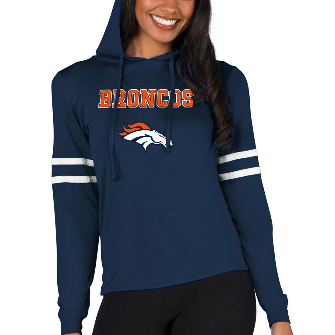 Denver Broncos Concepts Sport Women's Marathon Lightweight Lounge Pullover Hoodie - Navy discount