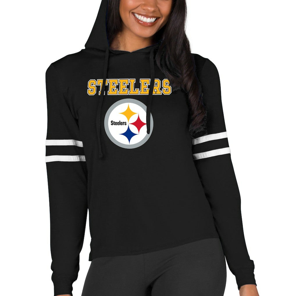 Pittsburgh Steelers Concepts Sport Women's Marathon Lightweight Lounge Pullover Hoodie - Black cheap