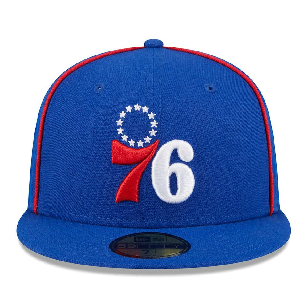 Philadelphia 76ers Piped & Flocked 59Fifty Fitted Hat - Royal | New Era for sale