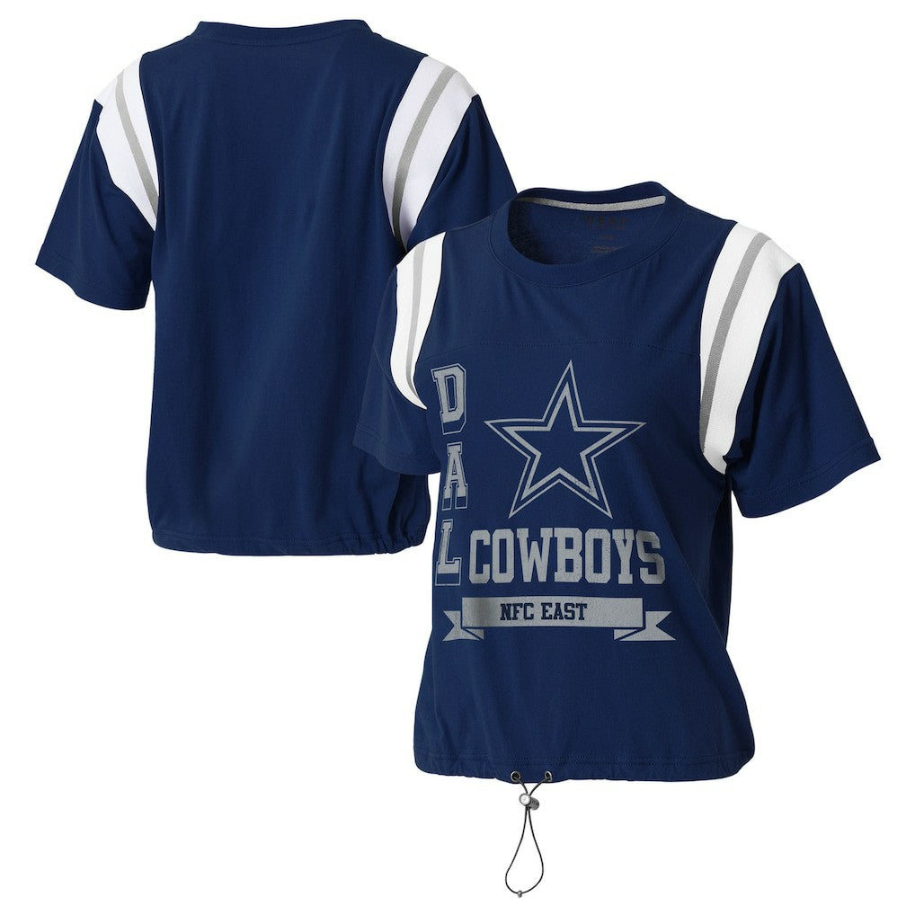 Dallas Cowboys WEAR by Erin Andrews Women's Cinched Colorblock T-Shirt - Navy cheap
