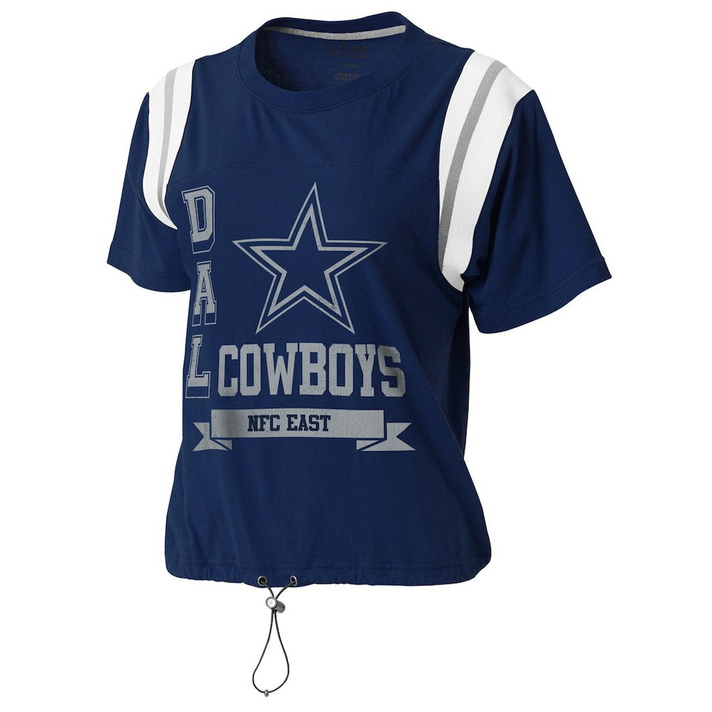 Dallas Cowboys WEAR by Erin Andrews Women's Cinched Colorblock T-Shirt - Navy cheap