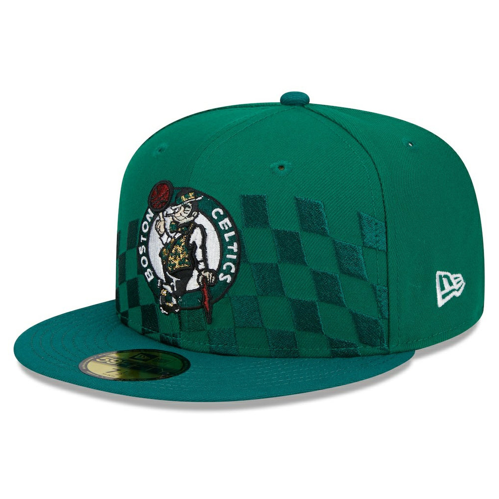 Boston Celtics Rally Drive Checkerboard 59FIFTY Crown Fitted Hat - Kelly Green | New Era for sale