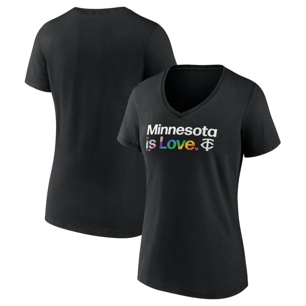 Minnesota Twins Women's City Pride V-Neck T-Shirt - Black