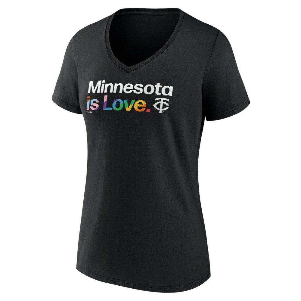 Minnesota Twins Women's City Pride V-Neck T-Shirt - Black