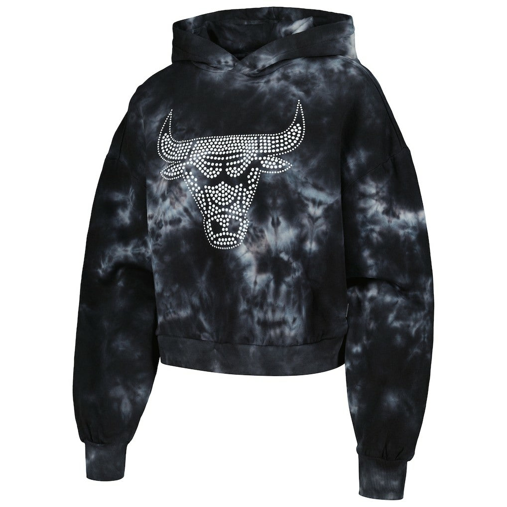 Chicago Bulls The Wild Collective Women's Tie-Dye Cropped Pullover Hoodie - Black sale