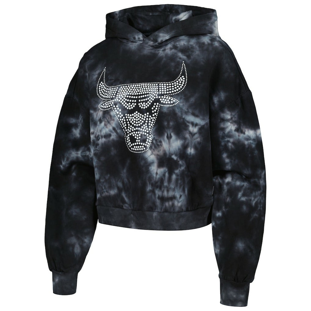 Chicago Bulls The Wild Collective Women's Tie-Dye Cropped Pullover Hoodie - Black sale