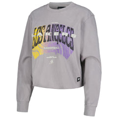 Los Angeles Lakers The Wild Collective Women's Band Cropped Long Sleeve T-Shirt - Gray for sale
